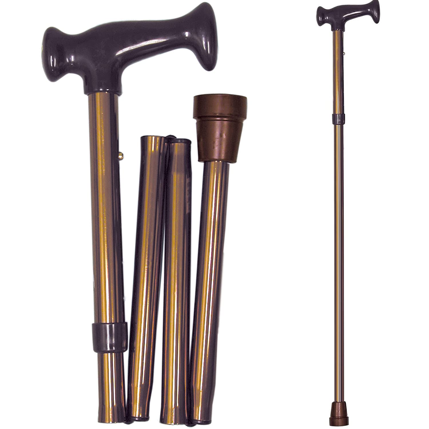 Photo 1 of DMI Adjustable Folding Cane with Ergonomic Handle, Lightweight, Sturdy and Support up to 250 pounds, Great for Travel, Walking Stick, Bronze