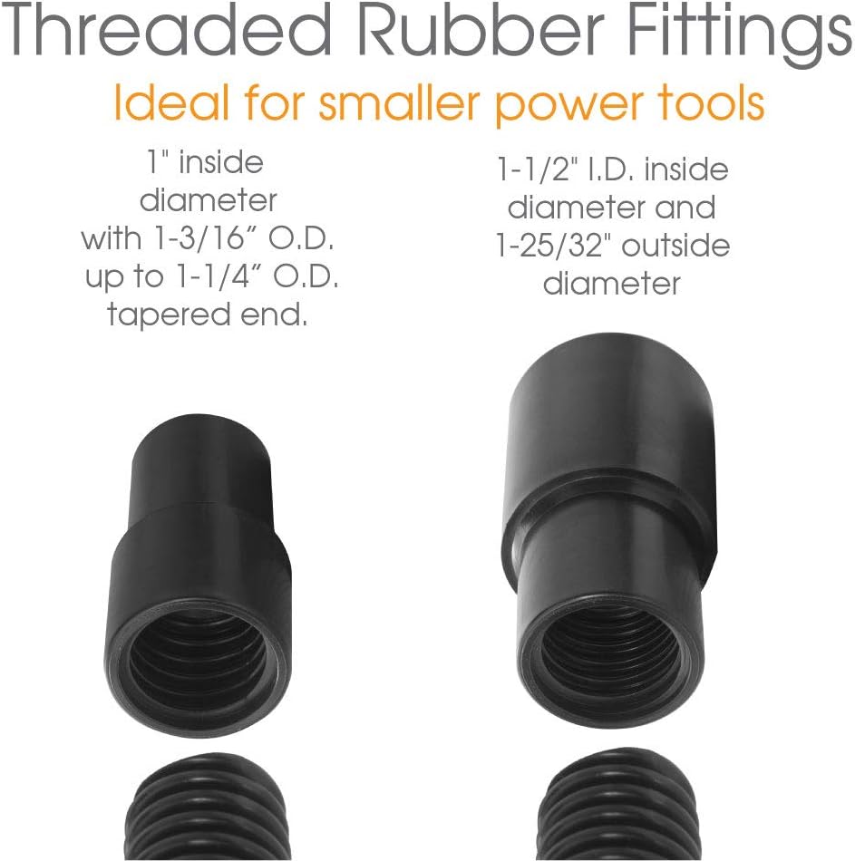 Dust Collection Power Tool Hose with Fittings For Use With Smaller Power Tools Shop Vacuums Dust Collectors and General Home Use - Vacuum And Dust Collector Hoses - 