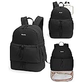 Ceneda Gym Backpack for Women, Lightweight Puffer Backpack with Shoe Compartment, Wet Pocket & Tumbler Strap, Cute Daypack for Fitness, Daily Use & Travel (Black)