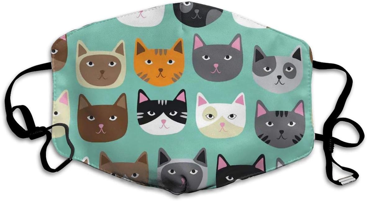 Face Masks, Breathable Dust Filter Masks Medical Mask Mouth Cover Masks with Elastic Ear Loop (Daisy18 Cute Cats) White