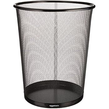 AmazonBasics Mesh Trash Can Wastebasket, Black, 6-Pack