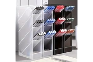 Set of 2 Heavy-Duty PMMA Slanted Storage Boxes - a Clear Desktop Organizer for Office Use, Space-Saving Brush Storage Box wit