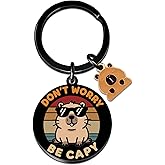 Capybara Keychain Cute Capybara Stuff for Girls Womens Capybaras Gifts for Friend Capybaras Lovers Gift Capibara Best Birthday Valentine's Day Capybara Valentines Gifts for Her-Don't Worry be Capy