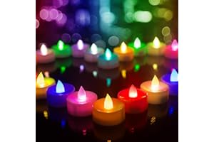 BEICHI Color Changing LED Tea Lights Bulk, 24 Pcs Flameless Tealight Candles with Colorful Lights, Battery Operated Colored Fake Candles, No Flickering Light, [White Base]