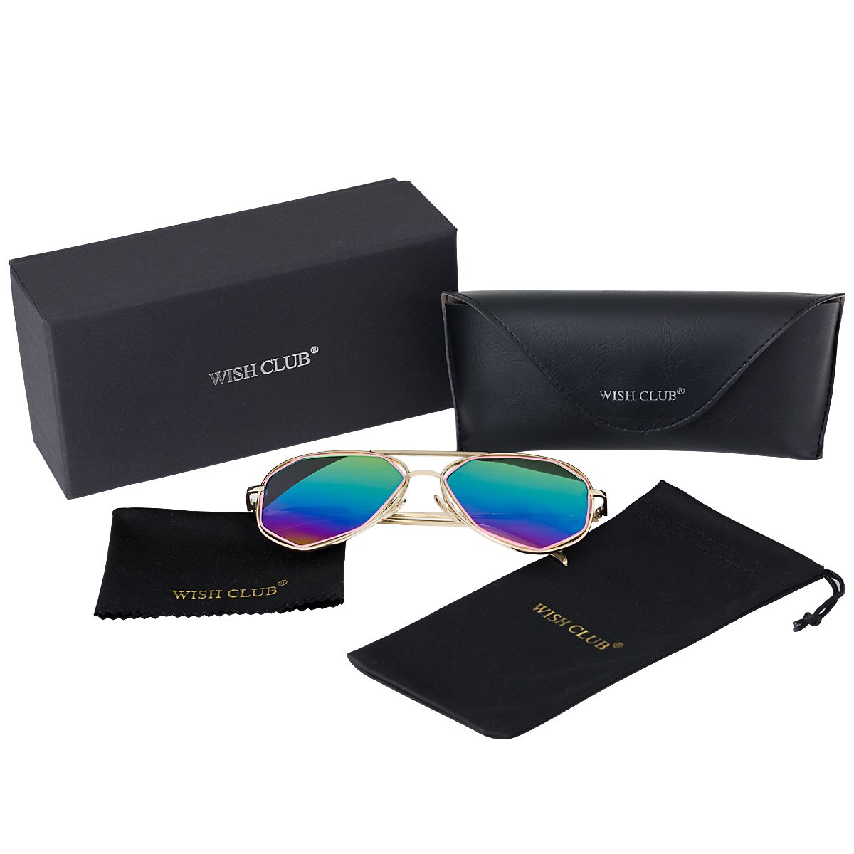 WISH CLUB Oversized Irregular Aviator Sunglasses for Women Men Fashion Stylish Modern Mirrored Glasses (Multicolor)