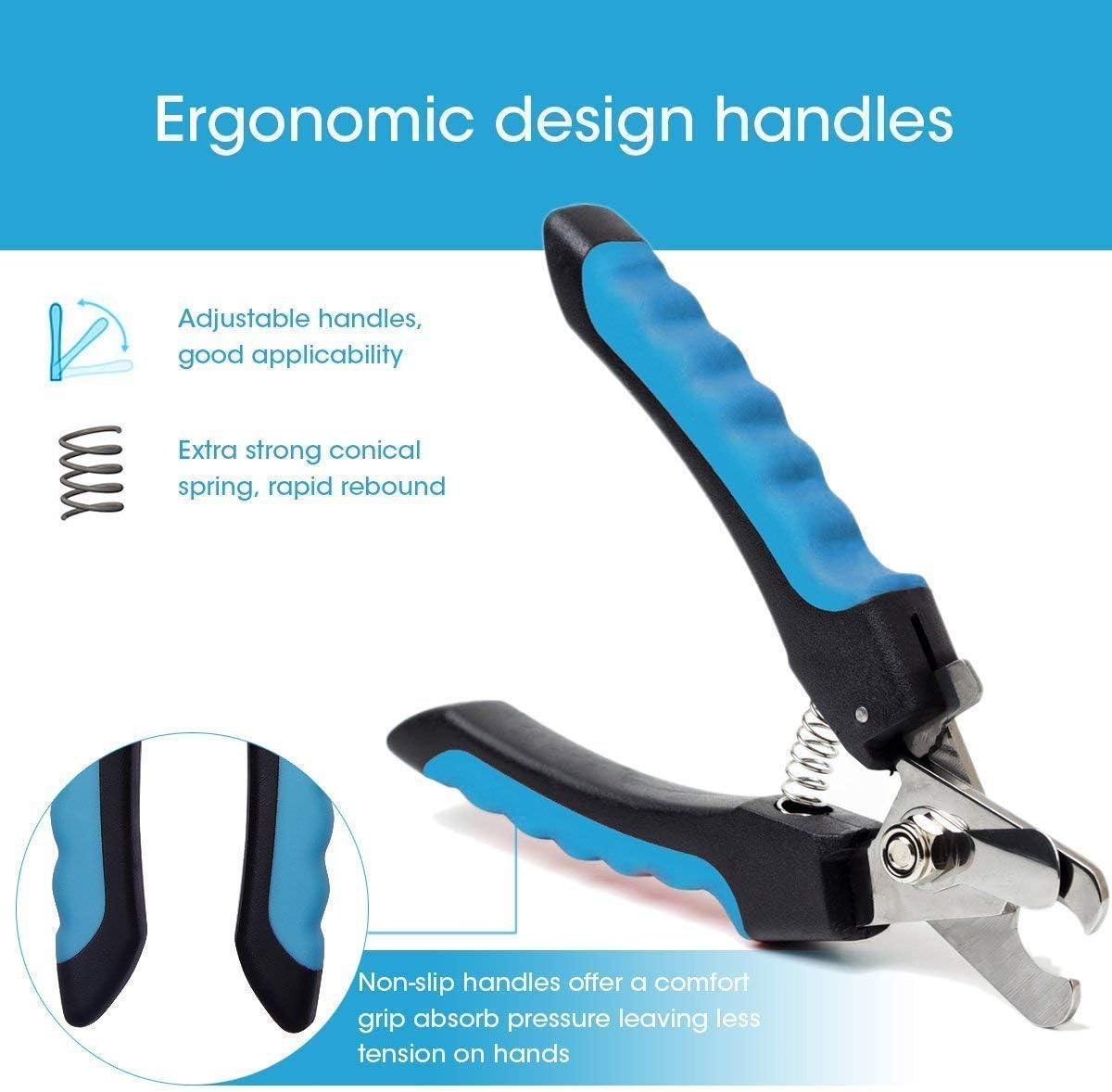 Dudi Dog Nail Clippers and Trimmer - with Quick Safety Guard to Avoid Over-Cutting Toenail - Grooming Razor Sharp Blades for Small Medium Large Breeds (Blue)