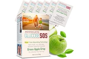 Glucose SOS Powder Packets with Natural Dextrose, Fast-Absorption that Instantly Dissolves in Your Mouth with No Water Needed, Green Apple Crisp 6 Servings