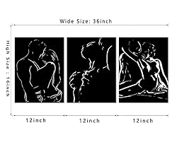 3 Panels Black and White Abstract Canvas Wall Art