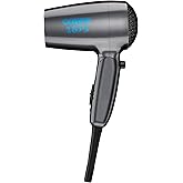 Conair Travel Hair Dryer with Dual Voltage, 1875W Compact Blow Dryer with Folding Handle, Gray