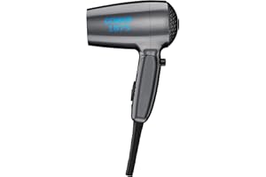 Conair Travel Hair Dryer with Dual Voltage, 1875W Compact Blow Dryer with Folding Handle, Gray