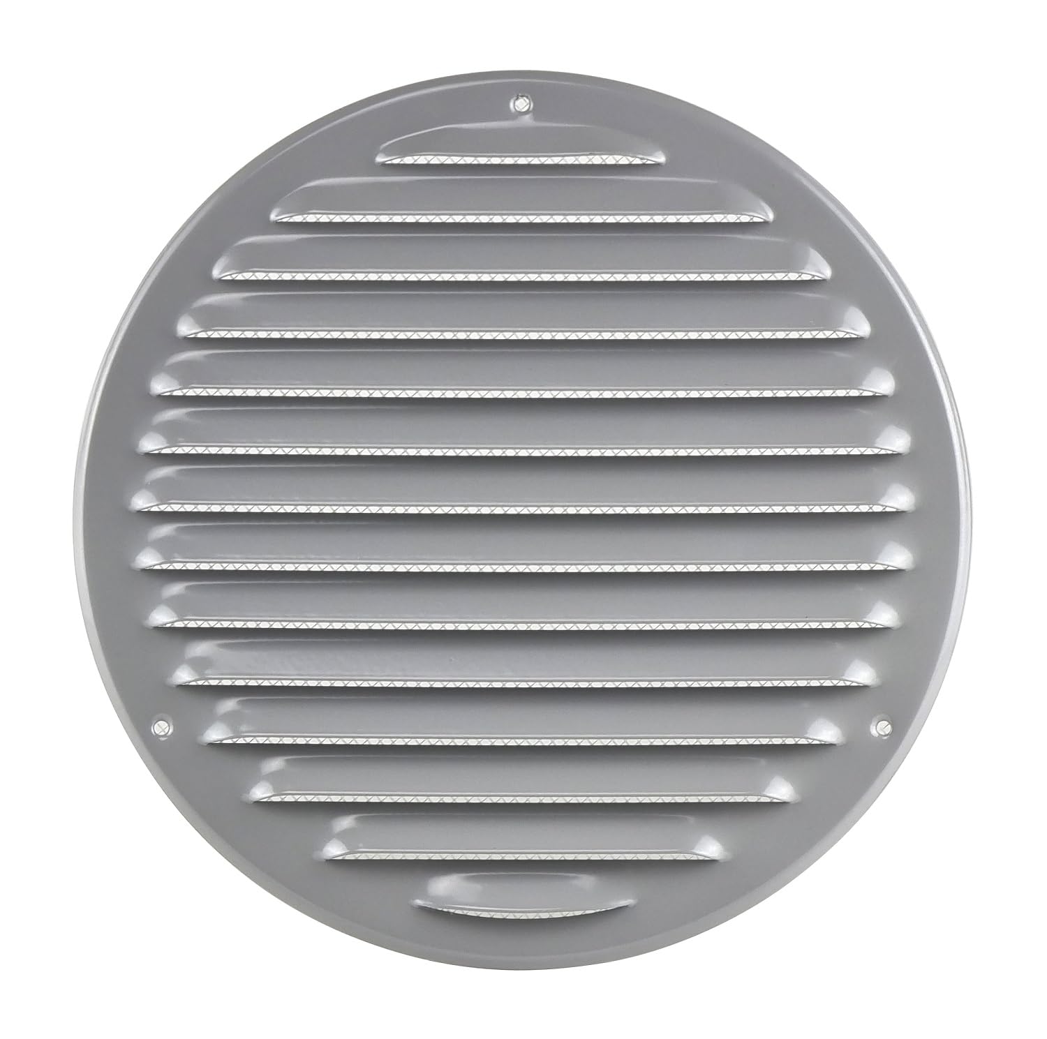 Steinberg14 Grey 200mm Metal Air Vent Cover with Insect Mesh - 8 inch Round Ventilation Grille