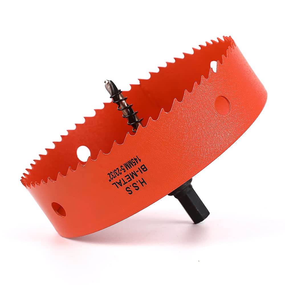 Dribotway 145mm 5-45/64'' Bi-Metal Hole Saw Drill Bit, High Speed Steel, Cuts Circular Holes in Wood, Plastic, Plywood, Thin Metal
