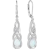 FJ Opal Dangle Drop Earrings 925 Sterling Silver Infinity Teardrop Leverback Earrings Jewelry for Women