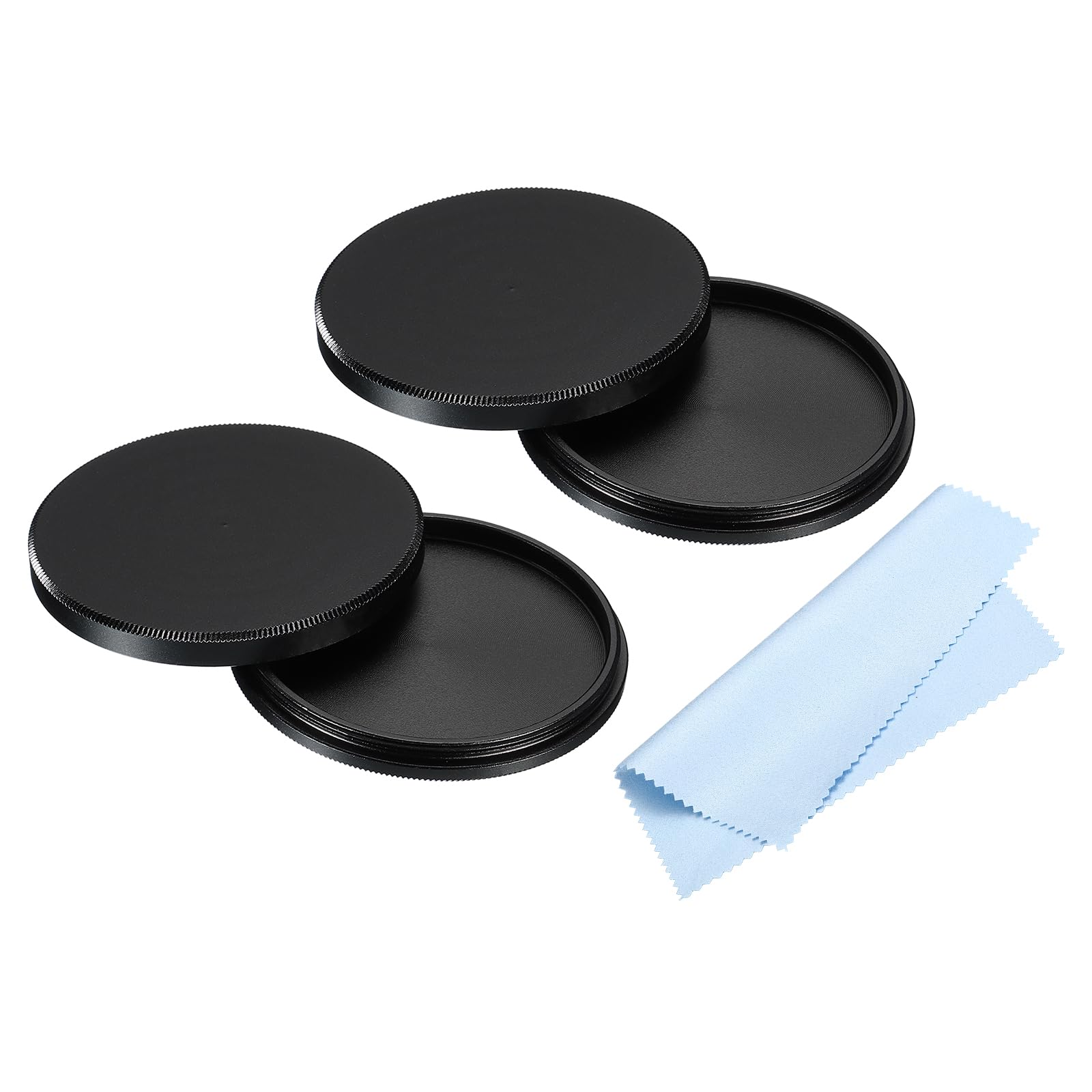 PATIKIL 43mm Lens Cap, 2pcs Camera Lens Cap Cover Universal Lens Filter Stack Cap Front Metal Protective Case Cover with Cleaning Cloth for Photography Camera Filter