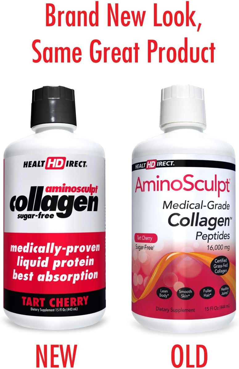Health Direct Medical-Grade Liquid Collagen Supplement, AminoSculpt Sugar-Free, Tart Cherry, Burn Fat, Recovery, Good for Joints, Bones, and Sleep, Better Hair, Skin and Nails: Health & Personal Care