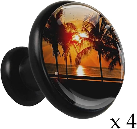 Indimización Silueta de Árboles Negro 4 Cajones Pomos Metal Vidrio