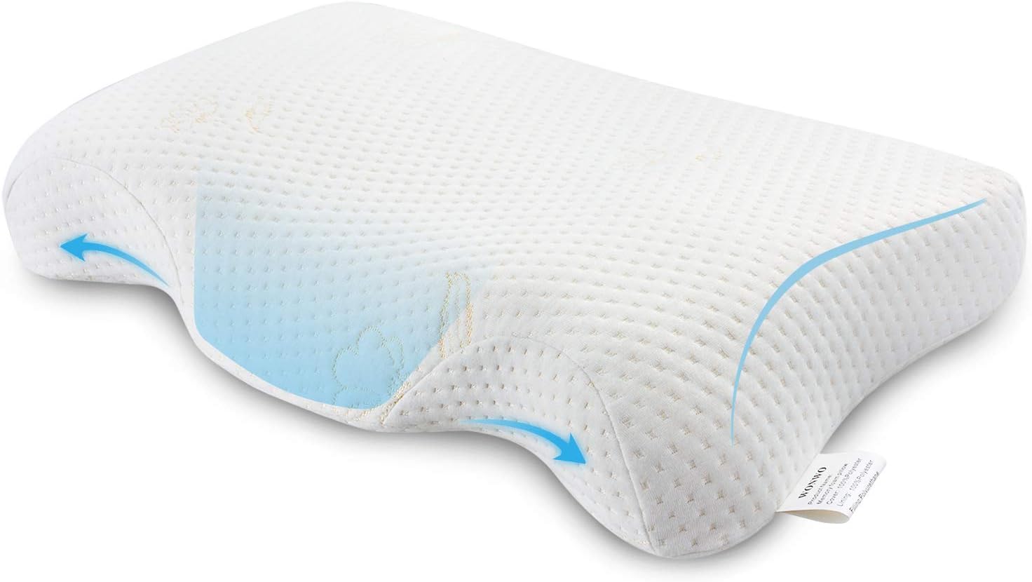 Wonwo Memory Foam Pillow, Contour Pillow Cervical Massage Deep Sleep Neck Support Pillow Bed Pillow with Removable Washable Cover