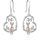 Animal Earrings for Women Sterling Silver Heart Cat/Owl/Sloth/Panda/Frog Dangle Drop Gfits Jewelry for Women