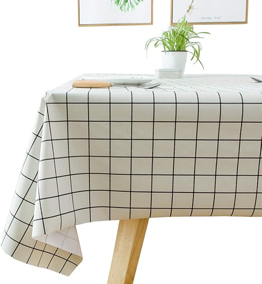 JZY Heavy Duty Vinyl Table Cloth for Kitchen Dining Table
