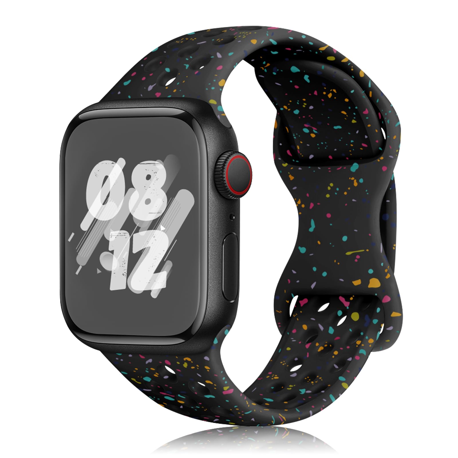 MaEiol Silicone Strap for Apple Watch 41mm /40mm /38mm /42mm(Series11/10), Breathable Soft Sports Bracelet Replacement Wristband for Apple Watch SE/Series 11 10 9 8 7 6 5 4 3 2 1, Black