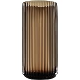 Dinyeo Large Cylinder Ribbed Brown Glass Flower Vase for Farmhouse Dining Table Centerpieces Decor