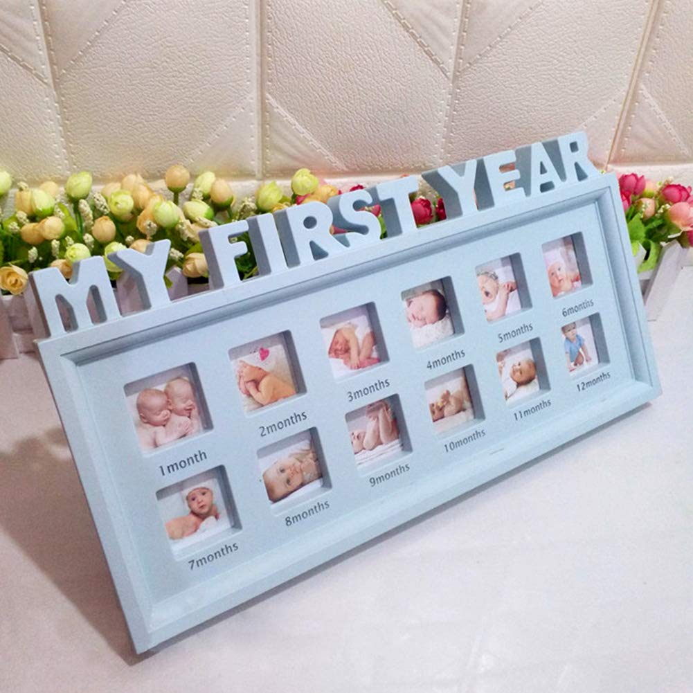 NANAD Photo Frame 12 Months My First Year Moments Home Decor Show Multifunctional Display Newborn Baby Desktop Infant Ornaments Girls Boys PVC Souvenirs Picture