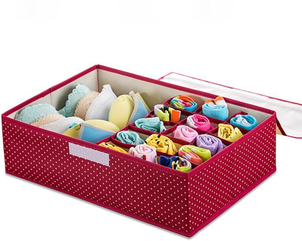 Hanging bag Red White Dot Oxford Cloth Underwear Storage Box Drawer Style Clothing Finishing Storage Box Anti-ash Rollsnownow (color : 15+1 grid (44 * 30 * 12cm))