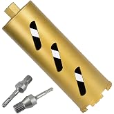 4" Dry Core Drill Bits 13in/330mm Drilling Depth，10mm Segment Height | Dry Core Drill Bits for Cured Concrete with Rebar Brick Block Masonry etc 2 Adapters