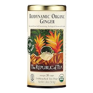 The Republic of Tea Biodynamic Ginger Herbal Tea, 36 Tea Bag Tin