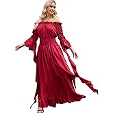 Populus Renaissance Witch Gothic Dress Costume for Women Medieval Pirate Viking Outfit for Halloween