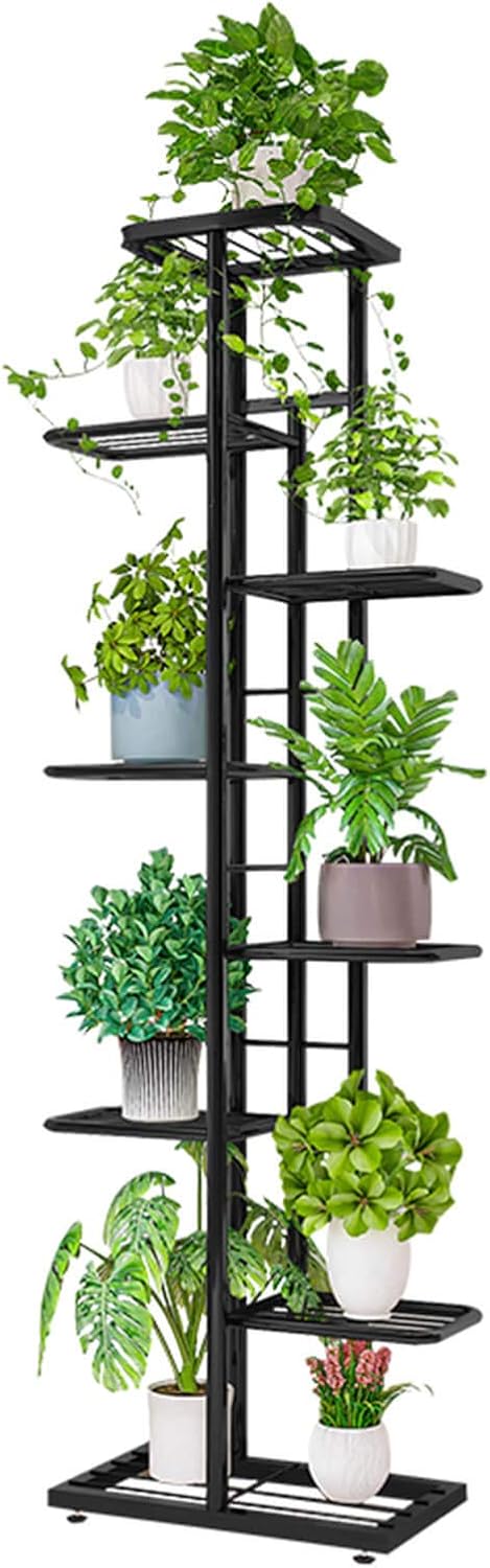Indoor Tall Metal Plant Stand - Multi Tiered 8 Tier 9 Potted Multi-Tiered Iron Narrow Flower Stand Rack Shlelf for Corner Patio Enterway Living Room Balcony Court Garden (Grey) : Garden & Outdoor