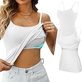 V FOR CITY Women's Shelf Bra Camisole Tops Adjustable Spaghetti Strap Cami Tank Cotton Undershirts 2 Pack