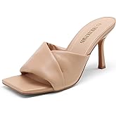 DREAM PAIRS Women’s High Stilettos Heels Mules Open Square Toe Slip On Comfort Sexy Dress Pumps Sandals Fashion Casual Prom Dress Shoes