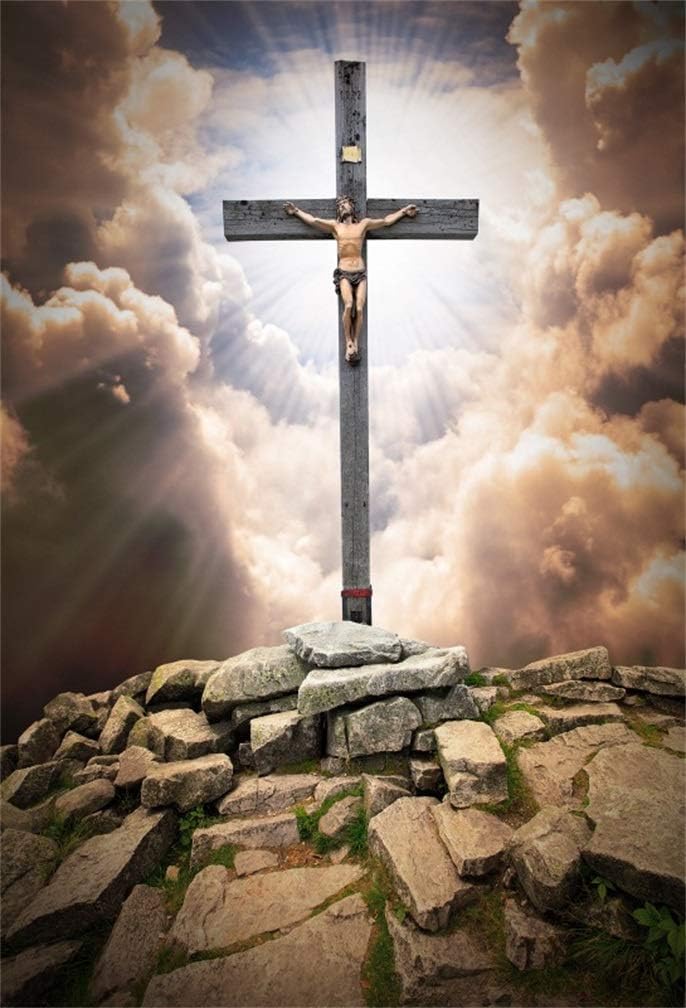Leyiyi 4x6ft Jesus Christ on Wooden Cross Photography