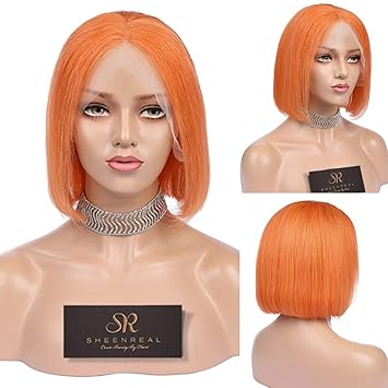 Amazon Com Sheenreal Orange Lace Front Wig Human Hair Preplucked