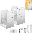 FMhotu 4"x 4" Post Base, 2Pcs Stainless Steel Adjustable Post Anchor Bracket (Internal 3.5 x 3.5), Adjustable Post Base for Pavilion Deck Porch Handrail Railing Support Decorative Anchor Plate