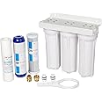 External RV Filter System RV Water Filter Store System Install with Bracket, 3-Stage RV Water Purifier Filtration System Compatible with Marines Boats and RVs