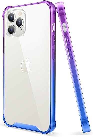Amazon Com Salawat Compatible With Iphone 12 Pro Max Case Clear Cute Gradient Slim Phone Case Cover Reinforced Tpu Bumper Hard Pc Back Shockproof Protective Case 6 7 Inch Purple Blue