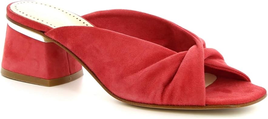 womens red leather mules