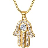 Suplight 925 Sterling Silver Jewish Star of David Necklace, Stainless Steel Gold Plated Islamic Hand of Fatima Heart Oval Allah Necklaces for Women Men (with Gift Box)