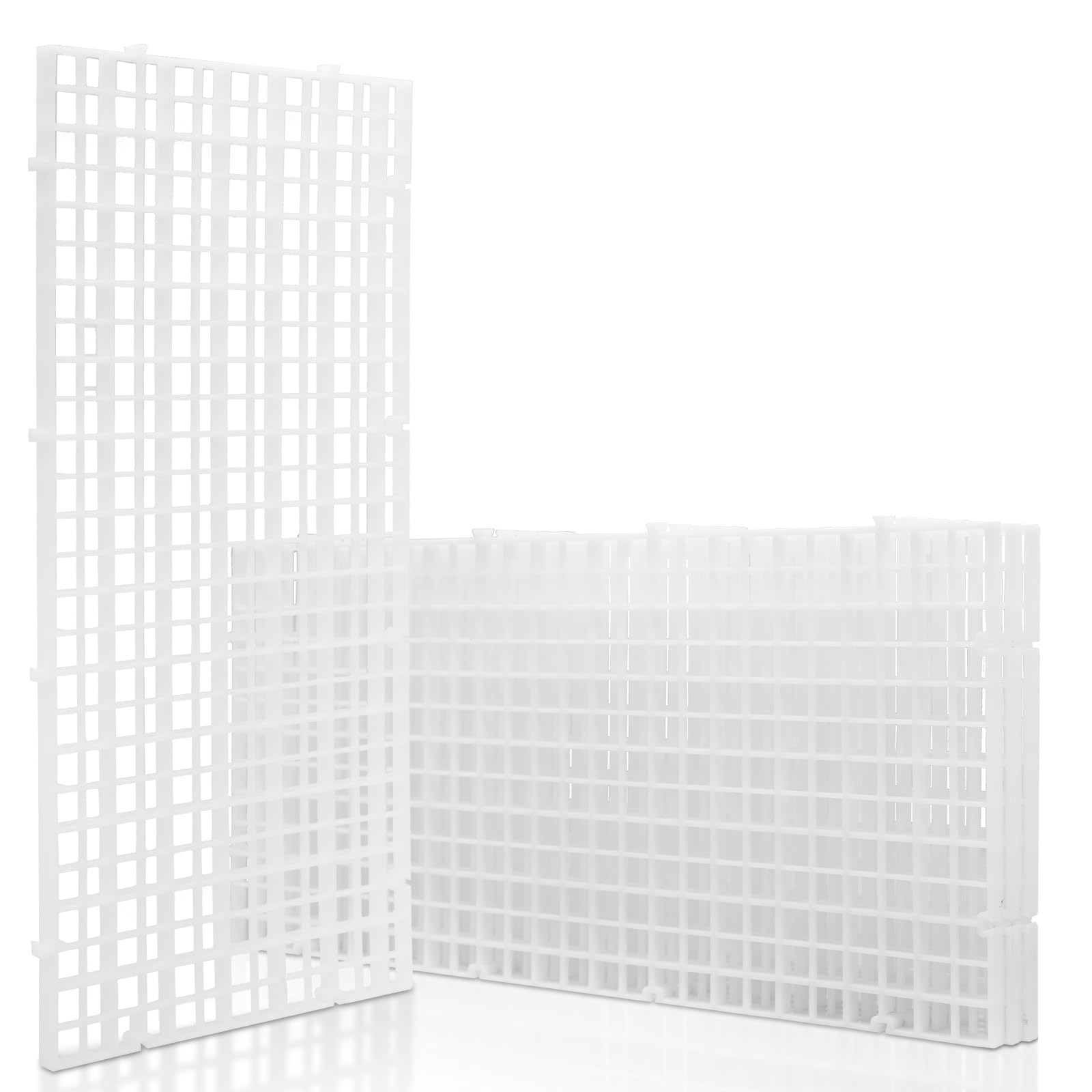 LINLAN 4 Pieces 5.9x11.8in (15X30cm) Aquarium Grid Plastic, Fish Tank Divider, Egg Crate for DIY Filtration and Bottom Protection in Aquascaping (White-No Accessories)