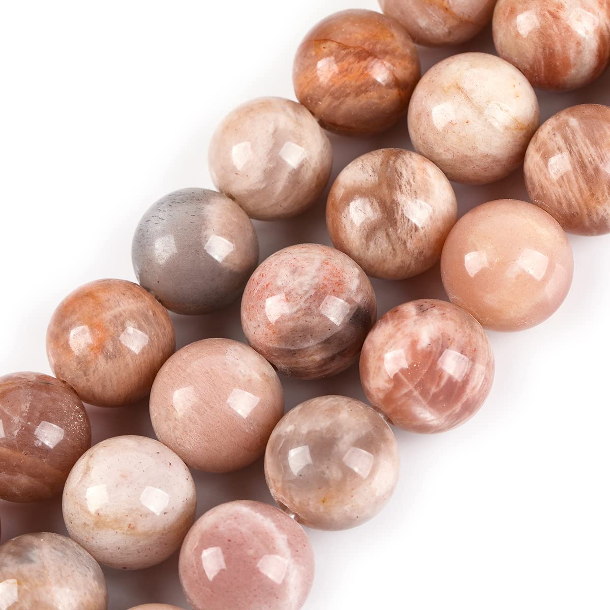 Sweet & Happy Girl's Store SHGbeads Sunstone Natural Gemstone Loose Beads for Jewellery Making Round 12mm Big Hole 1.5mm-2mm 15''