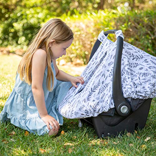 Bebe au Lait Classic Muslin Car Seat Cover, Easy Snap Straps, Fully