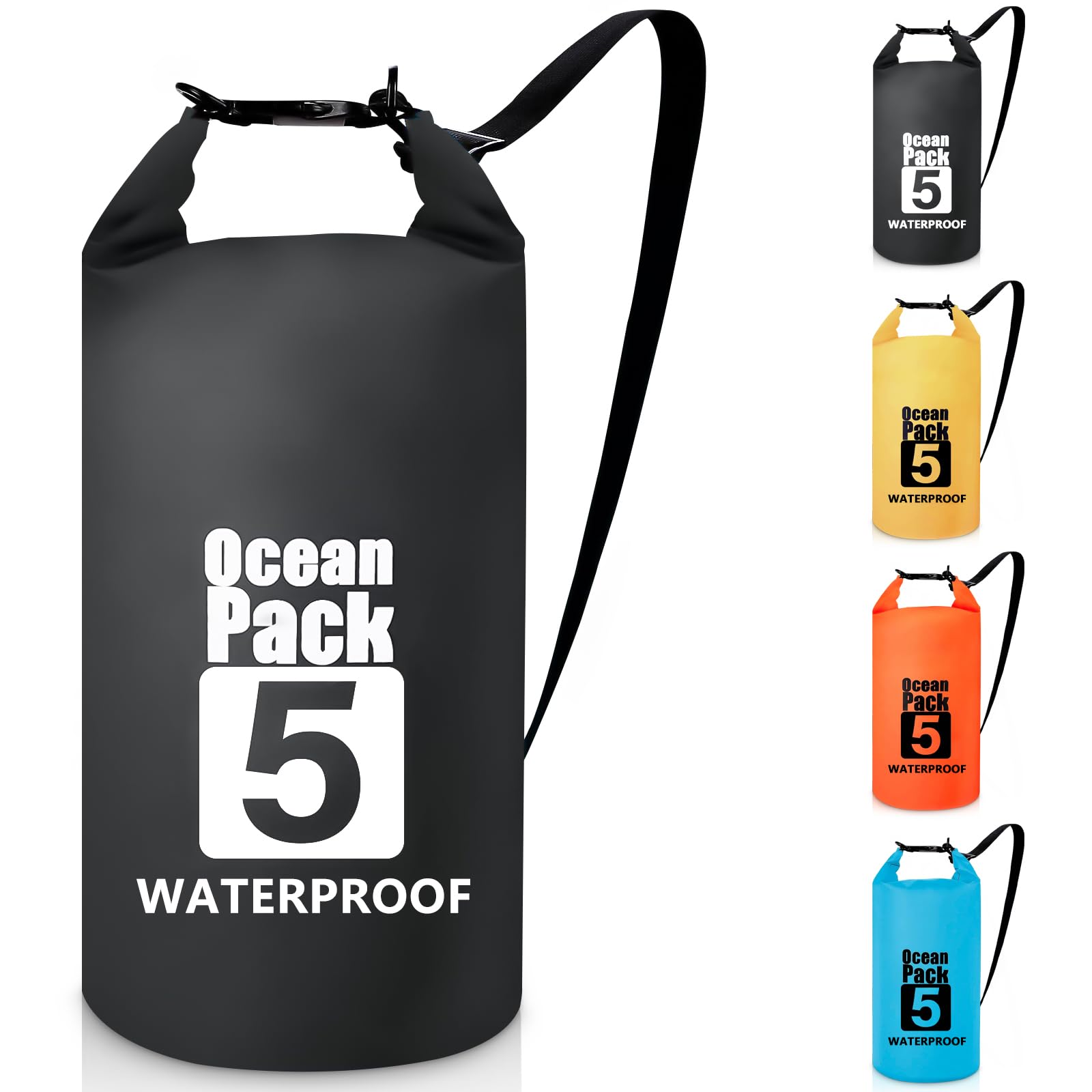 Invool Dry Bag, 5L/10L/20L/30L Waterproof Dry Bag, Dry Sack with Adjustable Shoulder Strap for Hiking, Swimming, Rafting, Surfing, Cycling, Camping, Fishing