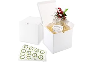 Frantis White Gift Boxes 24 Pack 4x4x4 inch Small Gift Boxes with Lids for Party Gift Boxes, Ornament Boxes, Christmas Gift Boxes, Wedding Boxes Easy to Assemble Gift Box with 24 Thank You Stickers