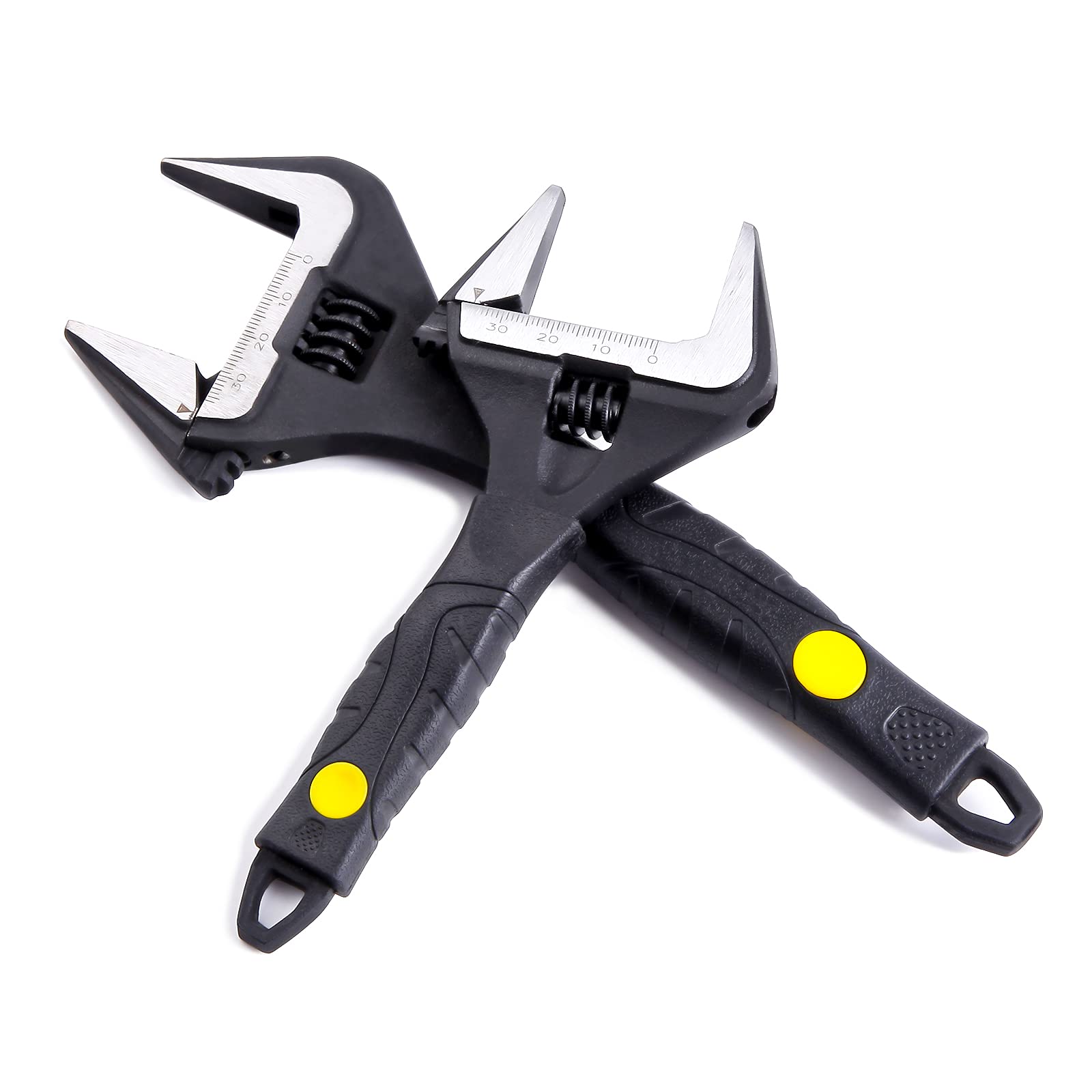 Zeguard Adjustable Spanner Set, Wide Jaw Opening Adjustable Wrench, Heavy-Duty Plumbing Tools for Plumbers, 6 inch/165mm and 8 inch/215mm