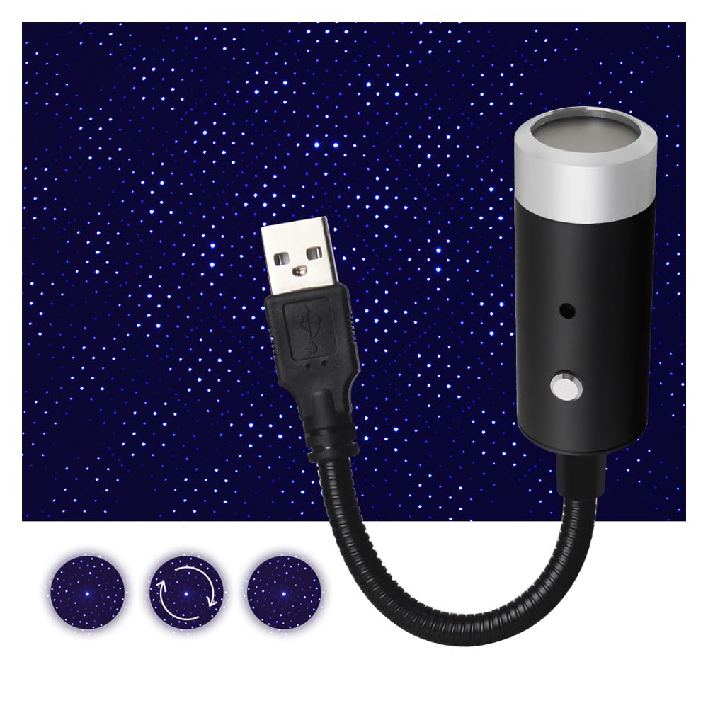 USB Star Night Light,Romantic Auto Roof Lights, XINFOK Adjustable USB Night Light for Bedroom, Car, Party, Ceiling and More - Plug and Play (Blue)