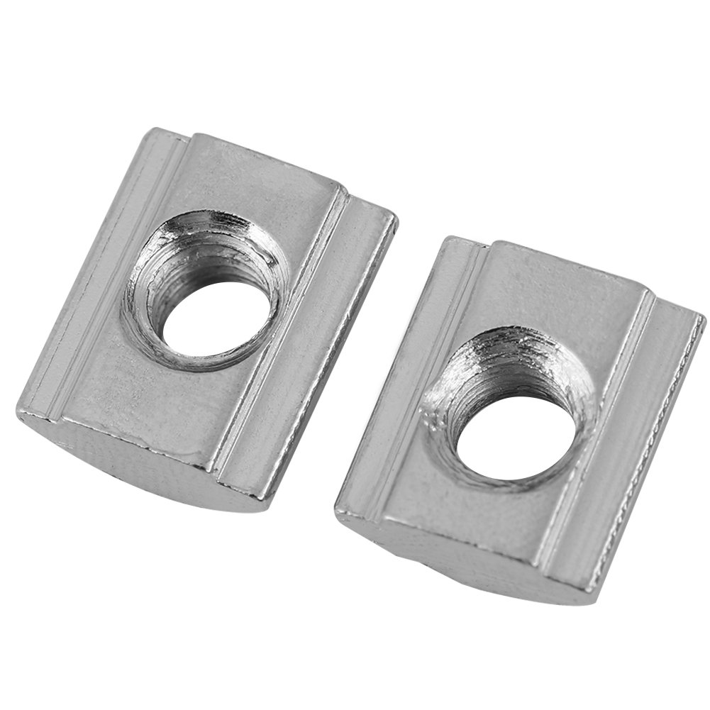 50pcs T-Slot Nuts Nickel Coated Carbon Steel Sliding T Slot Nuts for Aluminum Profile Accessories(M5)
