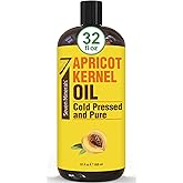 Seven Minerals Pure Cold Pressed Apricot Kernel Oil - Big 32 fl oz Bottle - Non-GMO, Hexane Free, Natural & Lightweight Moisturizer for All Skin Types - Perfect Oil for Massage Therapy & Aromatherapy