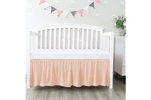 SILENTNIGHT Crib Ruffle Bed Skirt Microfiber Nursery Bedding Skirt for Baby Girls (28” x 52” x 14’’) - Blush Solid